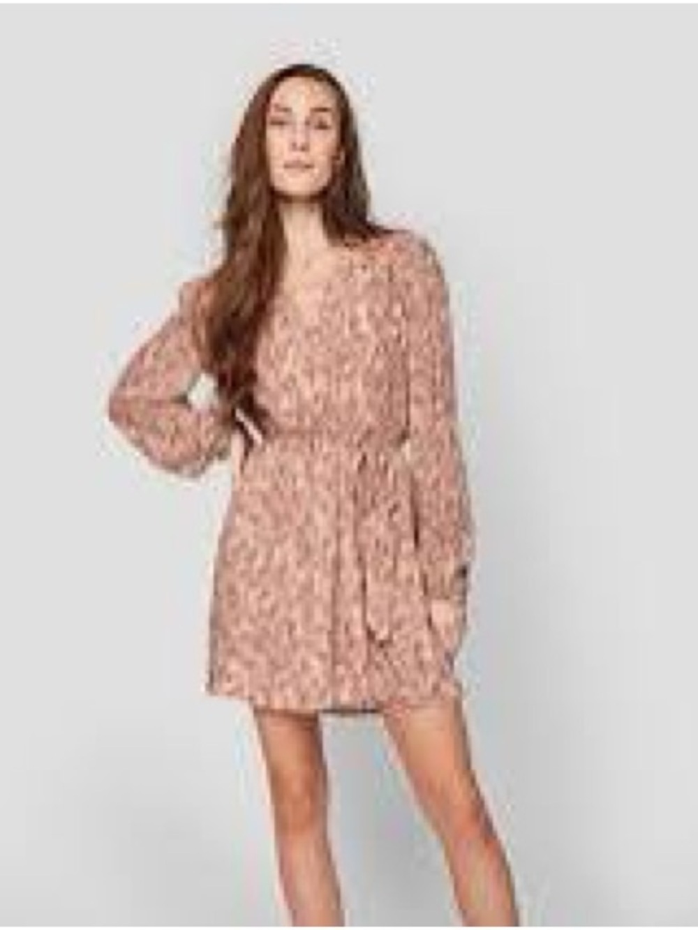 Gentle Fawn Abstract Print Long Sleeve Tie Waist Mini Dress Size L